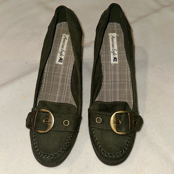 Green suede wedges sz 11 - Picture 1 of 4